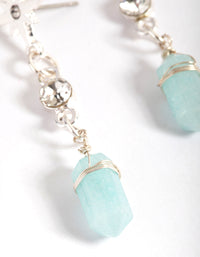 Silver Green Fluorite Star Shard Drop Earrings - link has visual effect only