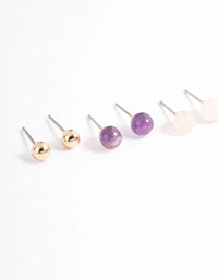 Mixed Metal Graduated Ball Stack Earring Pack - link has visual effect only