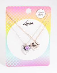 Kids Etched Heart Locket Necklace Pack - link has visual effect only