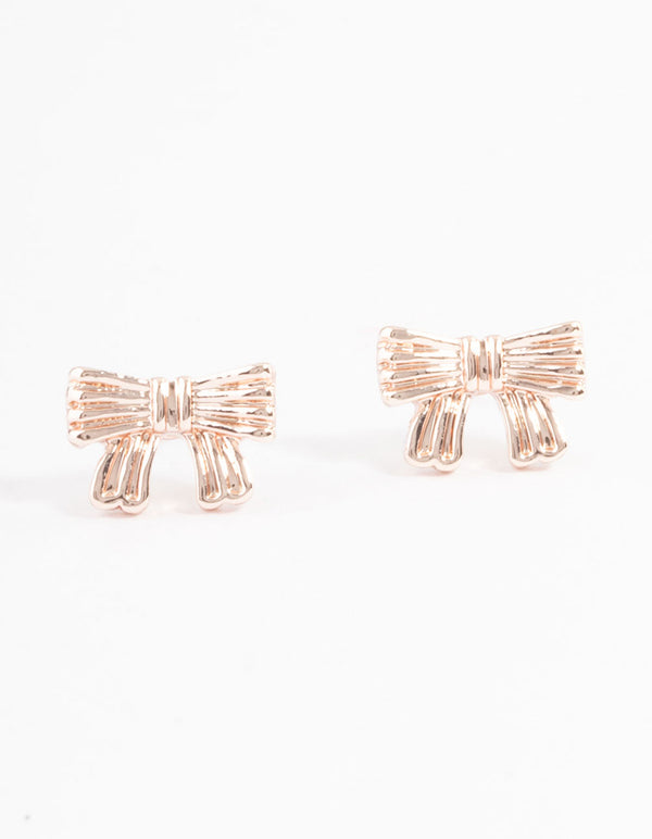 Rose Gold Bow Stud Earrings