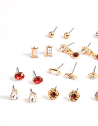 Gold Dainty Diamante Flower Earring 12-Pack - link has visual effect only