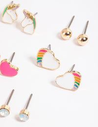 Gold Cute Unicorn Earrings 8-Pack - link has visual effect only