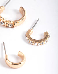 Gold Statement Glitter & Diamante Stack Earrings - link has visual effect only