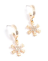 Gold Diamante Snowflake Hoop Earrings - link has visual effect only