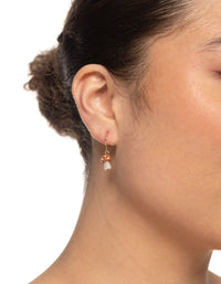 Brown Mini Mushroom Huggie Earrings - link has visual effect only