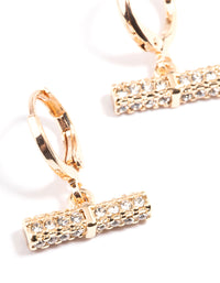 Gold Diamante Bar Huggie Earrings - link has visual effect only