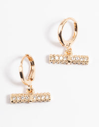 Gold Diamante Bar Huggie Earrings - link has visual effect only