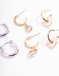 Pink Metalic Heart Earrings Pack - link has visual effect only