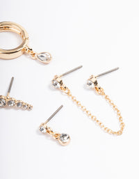 Gold Diamante Circle & Teardrop Mix Ear Stack - link has visual effect only