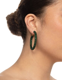 Gold Emerald 40mm Crystal Hoop Earrings - link has visual effect only