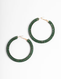 Gold Emerald 40mm Crystal Hoop Earrings - link has visual effect only