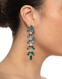 Gold Mix Stone Leaf Drop Earrings - link has visual effect only