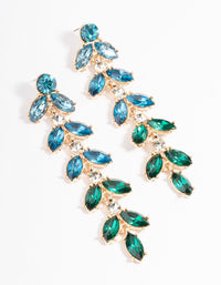 Gold Mix Stone Leaf Drop Earrings - link has visual effect only