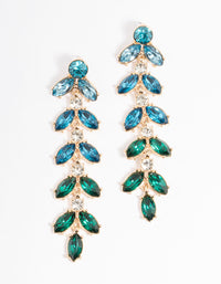 Gold Mix Stone Leaf Drop Earrings - link has visual effect only