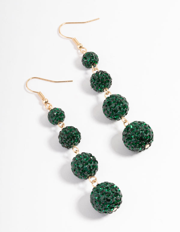 Gold Triple Ball Drop Earrings