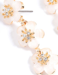 Gold Diamante White Flower Drop Earrings - link has visual effect only