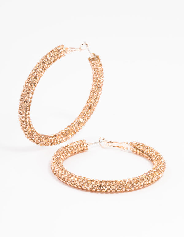 Rose Gold Diamante Mix Hoop Earrings