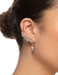 Rose Gold Diamante Wing Drop Cuff Earrings - link has visual effect only