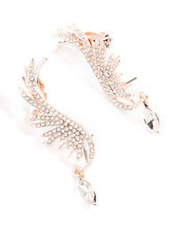 Rose Gold Diamante Wing Drop Cuff Earrings - link has visual effect only