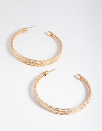 Gold Multi Diamante Cut Hoop Earrings - link has visual effect only