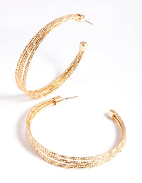 Gold Multi Diamante Cut Hoop Earrings - link has visual effect only