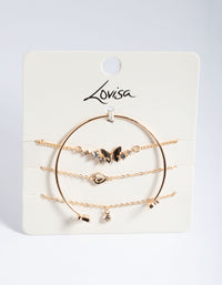 Gold Diamante Butterfly Twist Bracelet 4-Pack - link has visual effect only