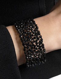 Black Embellished Stone Stretch Bracelet - link has visual effect only