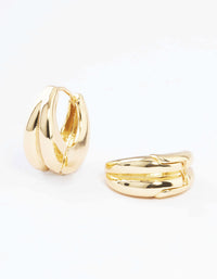 Gold Plated Double Hoop Huggie Earrings - link has visual effect only