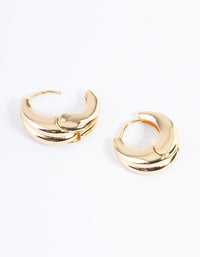 Gold Plated Double Hoop Huggie Earrings - link has visual effect only