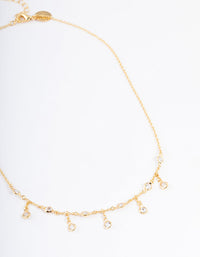 Gold Plated Cubic Zirconia Dainty Chain Drop Necklace - link has visual effect only