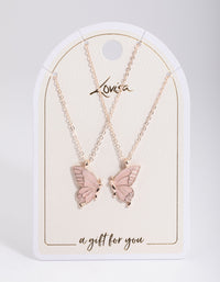 Rose Gold Best Friend Butterfly Necklace Pack - link has visual effect only