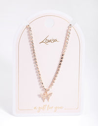 Rose Gold Cupchain Diamante Butterfly Necklace - link has visual effect only