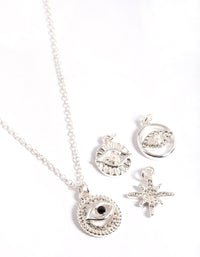 Silver Celestial & Evil Eye 4 Chain Necklace - link has visual effect only