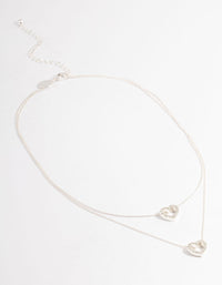 Silver Double Diamante Open Heart Layered Necklace - link has visual effect only