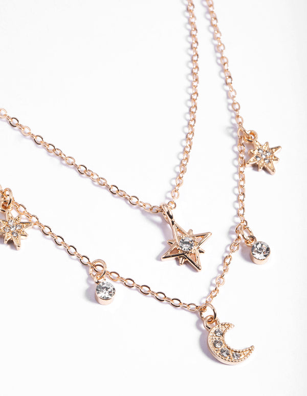 Gold Diamante Celestial Statement Necklace