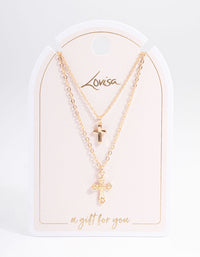 Gold Mixed Textured Cross Necklace - link has visual effect only