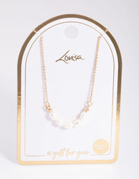 Gold Five Freshwater Pearl Simple Necklace - link has visual effect only