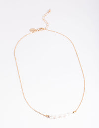 Gold Five Freshwater Pearl Simple Necklace - link has visual effect only