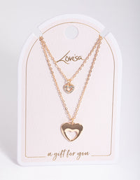 Gold Double Mixed Open Heart Necklace - link has visual effect only