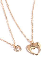 Gold Double Mixed Open Heart Necklace - link has visual effect only