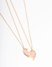 Gold Best Friend Diamante Heart Necklace Pack - link has visual effect only