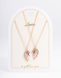 Gold Best Friend Diamante Heart Necklace Pack - link has visual effect only