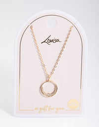 Gold Open Semi Diamante Circle Necklace - link has visual effect only