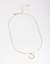 Gold Open Semi Diamante Circle Necklace - link has visual effect only