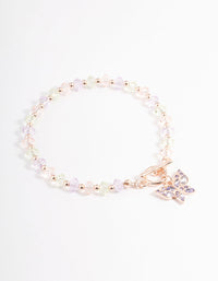 Rose Gold Bead Diamante Bracelet - link has visual effect only