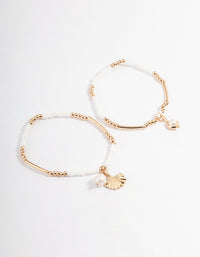 Gold Beachy Beaded Bracelet Pack - link has visual effect only