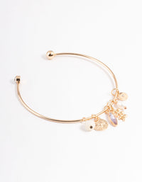 Gold Mixed Charm Open Cuff Bangle - link has visual effect only