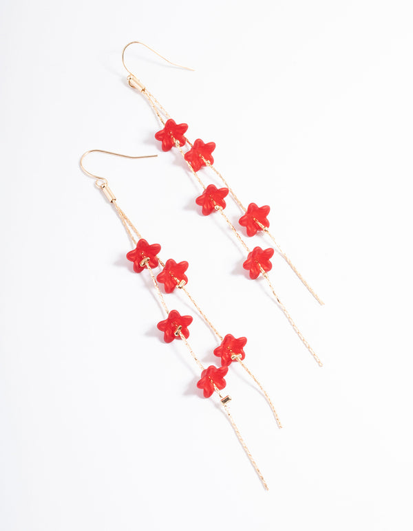 Red Bell Flower Drop Earrings