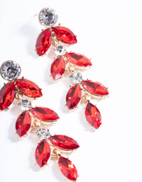 Red Mini Stone Leaf Drop Earrings - link has visual effect only