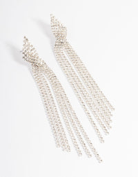 Rhodium Statement Strand Twist Drop Earrings - link has visual effect only